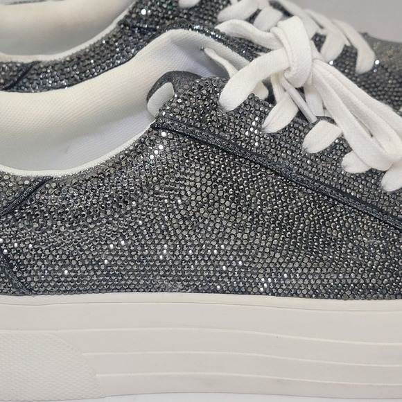 Jessica Simpson Cherello Platform Sneakers Silver Metallic Bling Women Sz 9.5 M - Picture 10 of 12